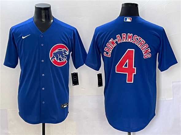 Men%27s Chicago Cubs #4 Pete Crow-Armstrong Royal Cool Base Stitched Jersey